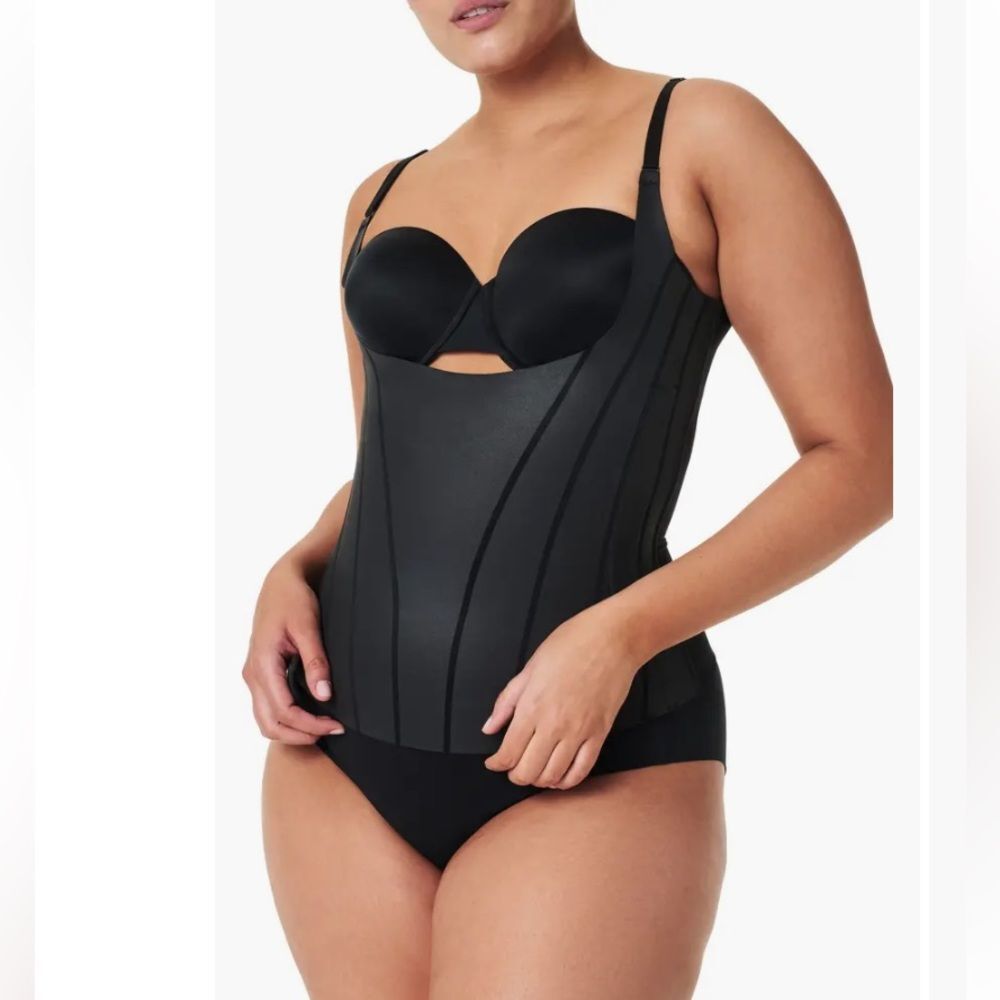 SPANX Sculpt NWT Camisole Total Contour Open Bust Tummy Control Shapewear Blk L